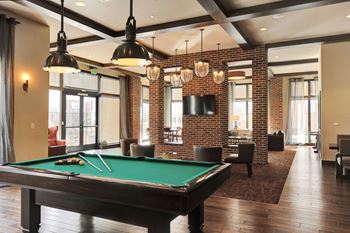 Elaborate resident lounge and clubroom equipped with gourmet serving kitchen